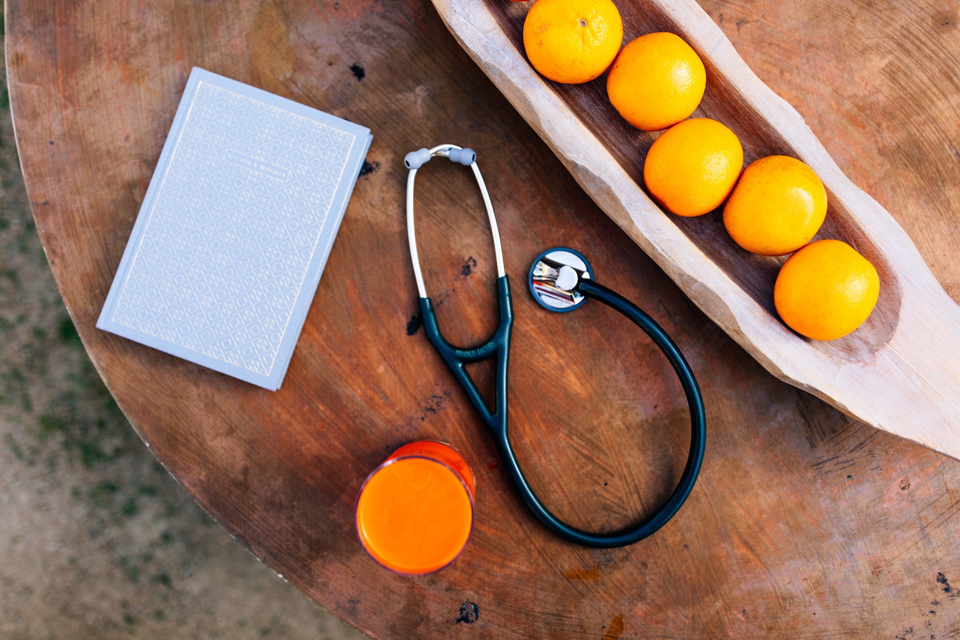 stethoscope and oranges