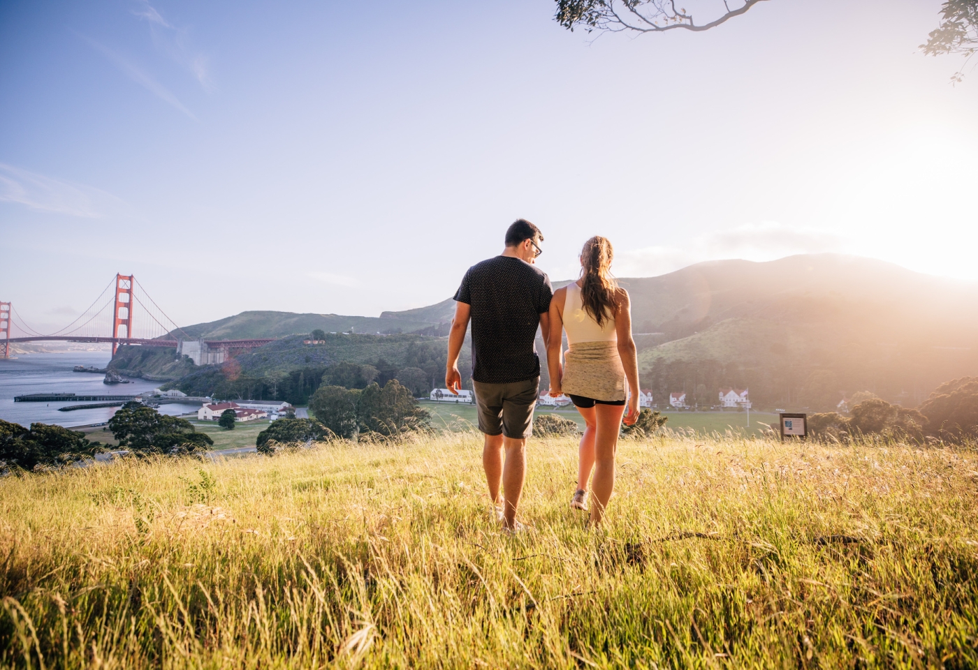 Couple Overlooking the Golden Gate Bridge