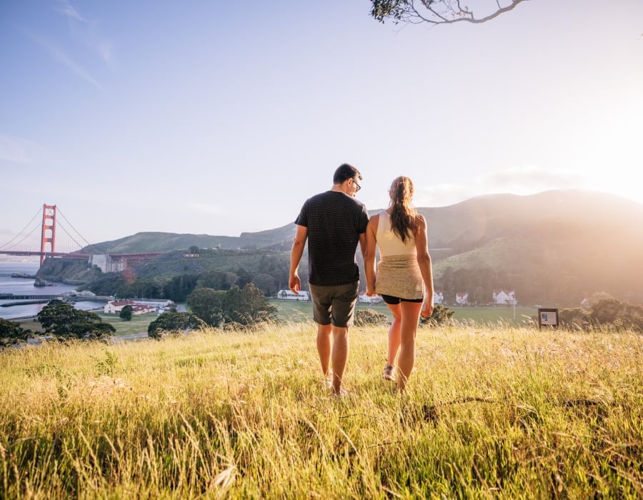 Couple Overlooking the Golden Gate Bridge