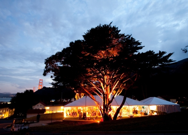 Tent wedding view at night