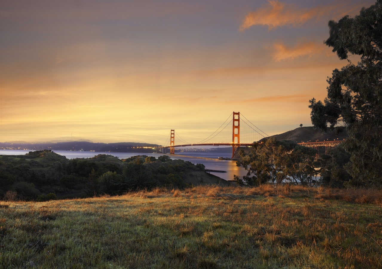 Sunset view at Golden Gate Bridge