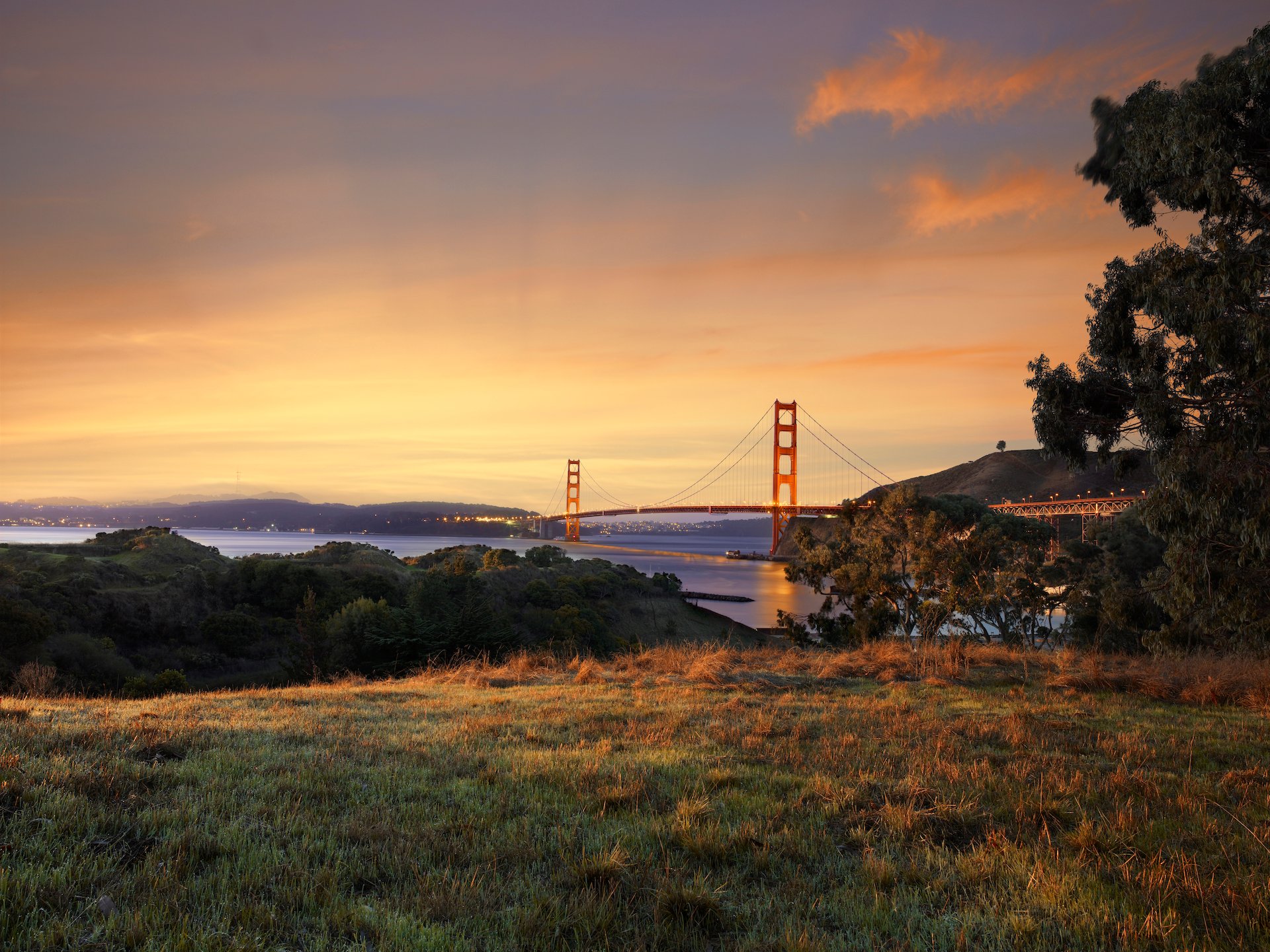 Sunset view at Golden Gate Bridge