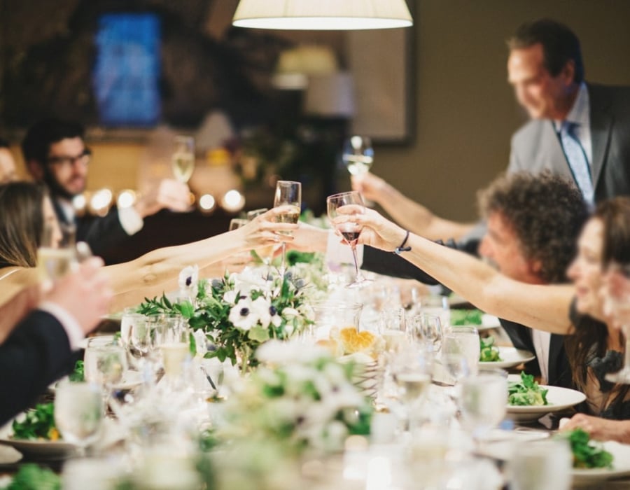 Wedding group cheers