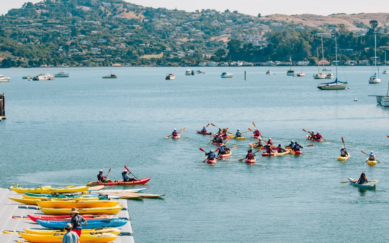 Kayaking by dock