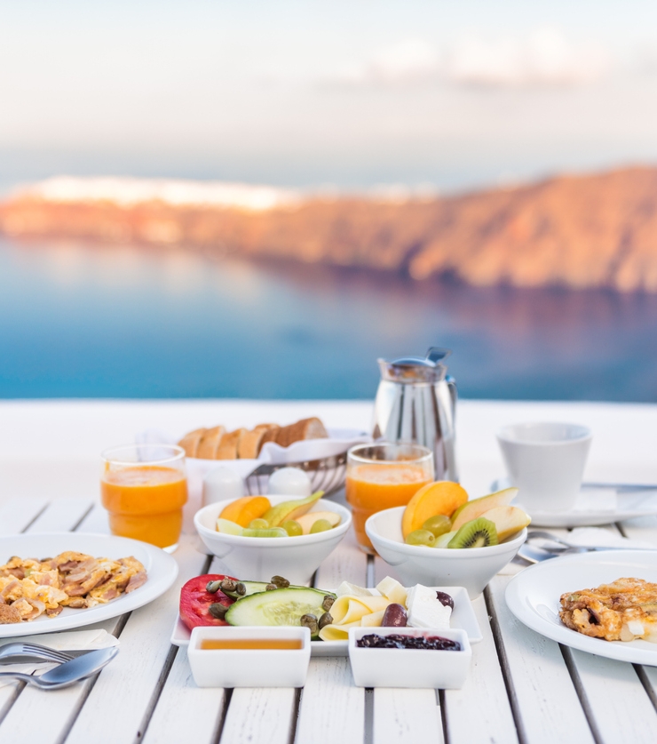 Breakfast table by the sea