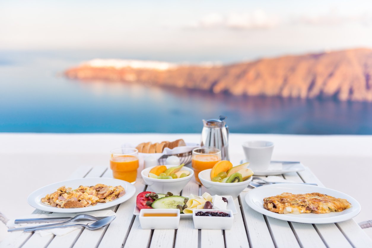 Breakfast table by the sea