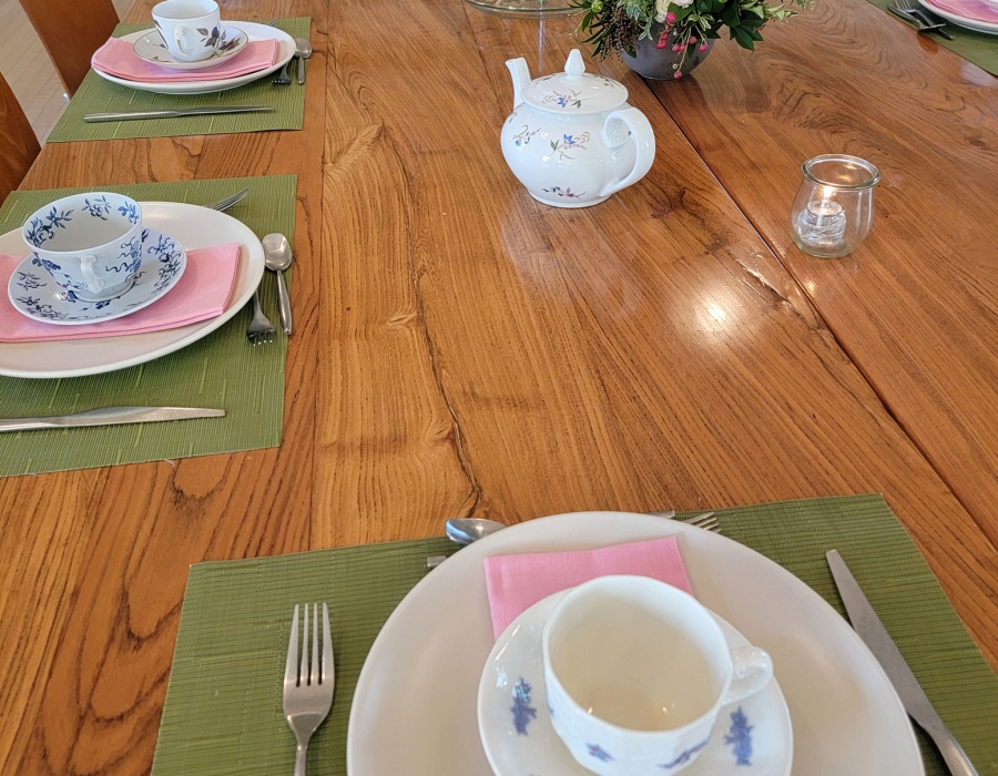 tea set up at the cavallo point cooking school