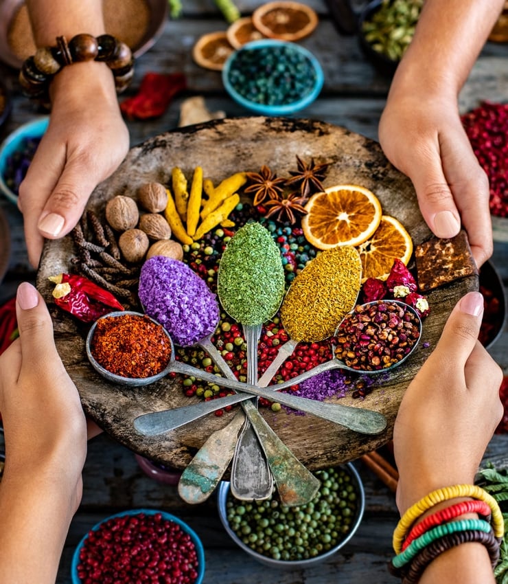 hands holding turkish dishes