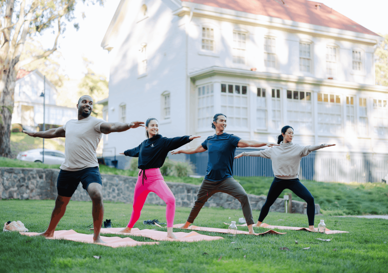 group outdoor yoga